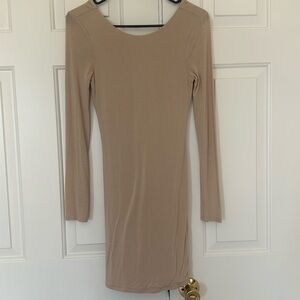 Beige long sleeve dress
